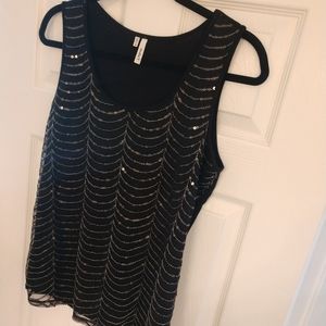 Sexy black tank with sequins